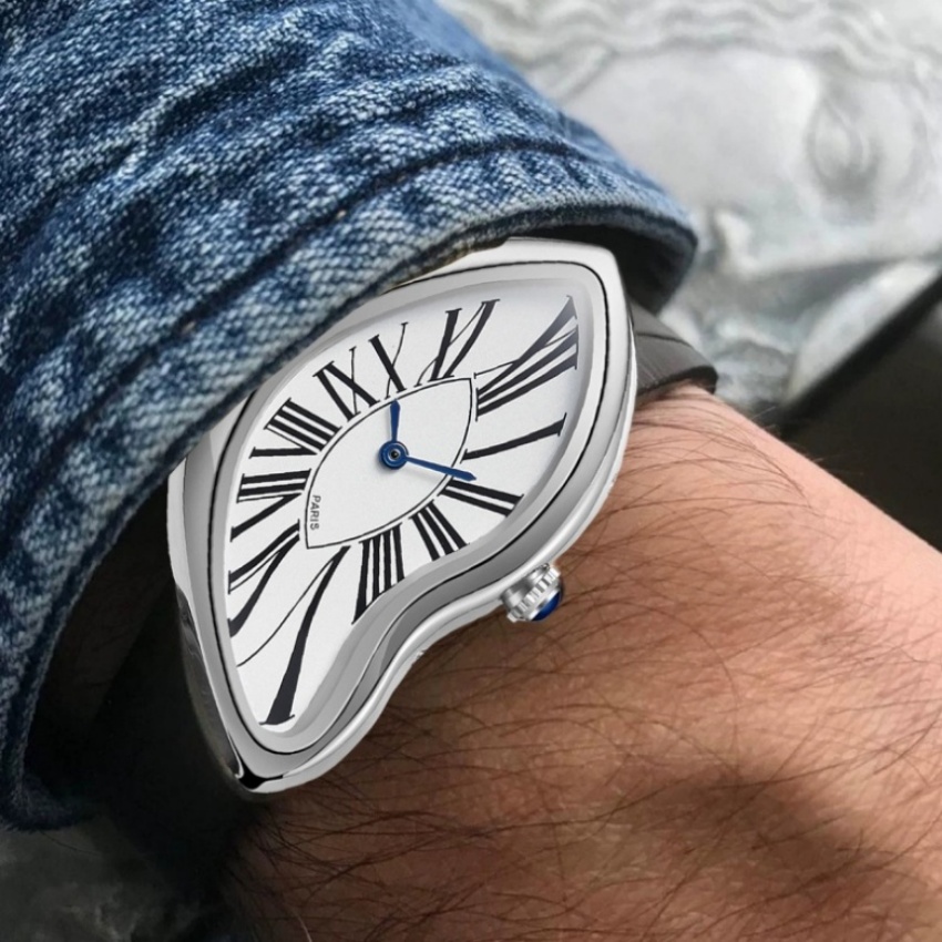 Surrealist Art Melting Clock W - Leather Watch Band Men 评论和价格