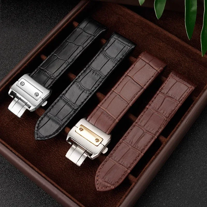 20mm 23mm Genuine Leather Watc - Cartier Watch Santos 评论和价格