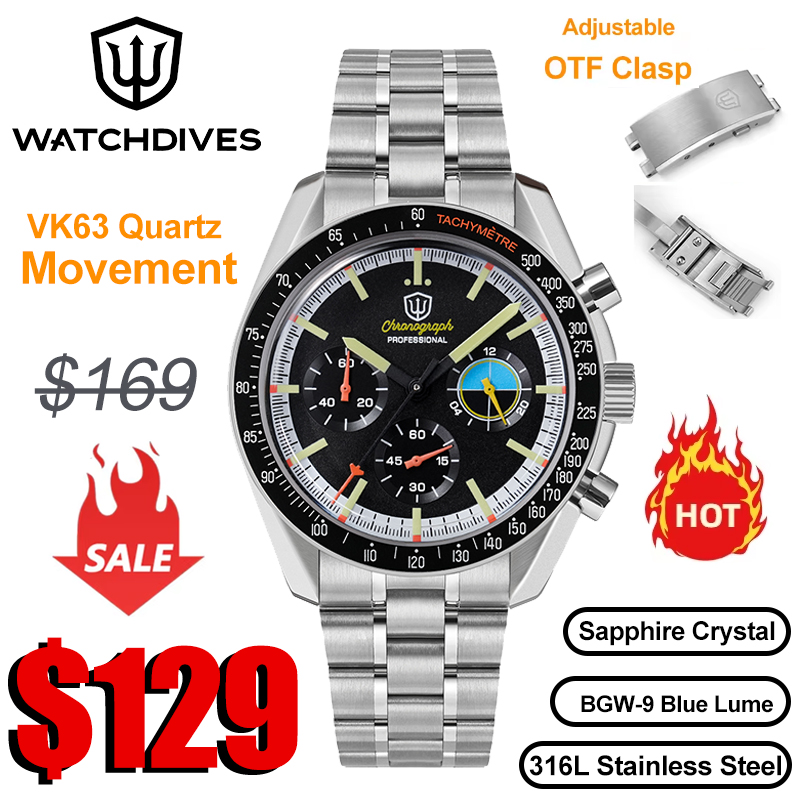 Watchdives WD1863 39mm VK63 Ch - Rolex Watch Submariner 评论和价格